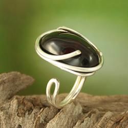 Sterling Silver Freeform Cherry Baltic Amber Ring (Lithuania