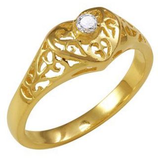 Simon Frank 14k Gold Overlay Cubic Zirconia Spanish Lace Heart Ring