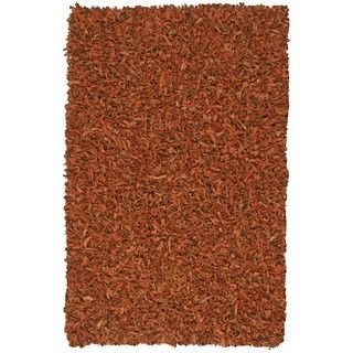 Hand tied Pelle Copper Leather Shag Rug (4 x 6)