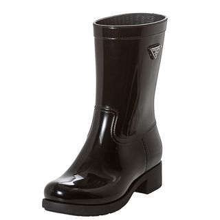 Prada Black Logo Mid calf Rain Boots