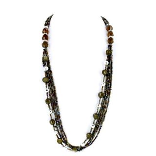 Silvertone Multi strand Olive Bead Necklace