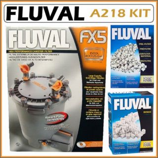Fluval FX5 400 Gallon Freshwater/Marine Aquarium Canister Filter + Kit