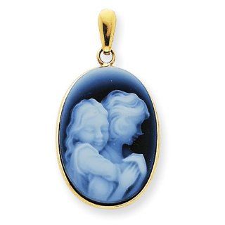 14k Everlasting Love Mother & Daughter Agate Cameo Pendant