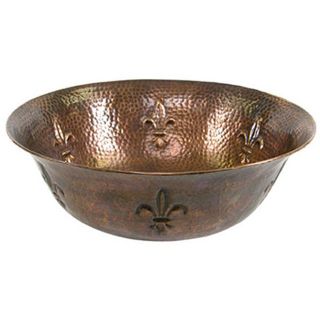 Brass Elegans Copper Hand hammered Fleur di lis Antique Vessel Sink