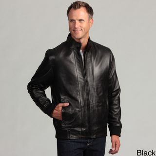 Izod Mens Lambskin Leather Elastic Waist Jacket