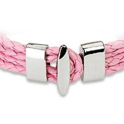 Pink Braided Leather Multi cord Bracelet