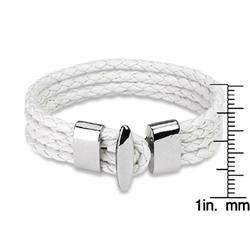 White Braided Leather Multi cord Bracelet