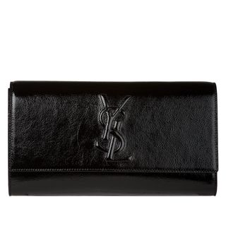 Yves Saint Laurent Belle du Jour Large Black Patent Leather Clutch