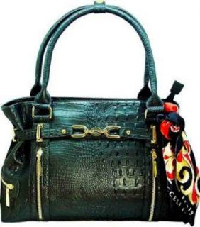 Vecceli Italy Alligator Embossed Black Handbag Designed by