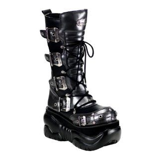 SIZING Black & Grey Goth Boots Gothic Boots Buckles Lace Up Shoes