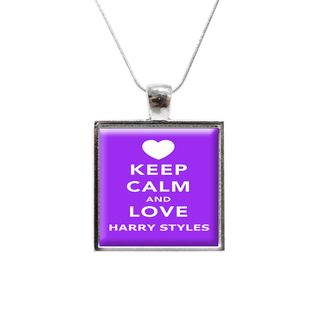 Keep Calm and Love Harry Styles One Direction Glass Pendant and