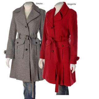 DKNY Wool Belted Trench Coat