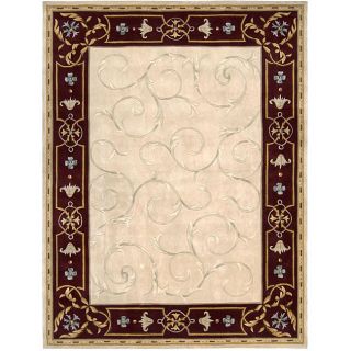 Hand carved Ivory Wool Rug (8 x 106)