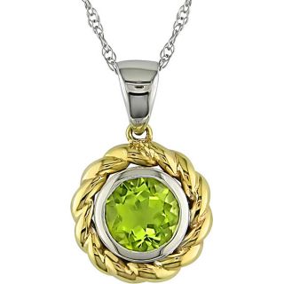 10k Two tone Gold Round Peridot Necklace