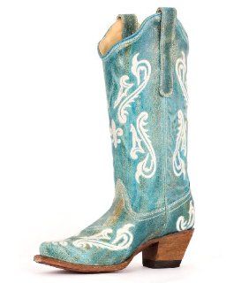 Corral Womens Turquoise Cortez/Cream Fleur de Lis Boot   R1973 Shoes