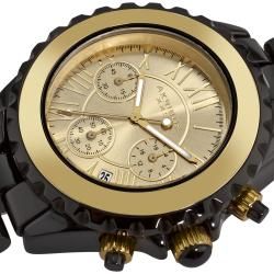 Akribos XXIV Mens Ceramic Gold tone Chronograph Watch