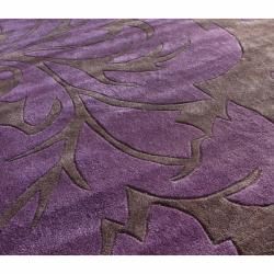 Handmade Alexa Pino Purple Floral Fantasy Rug (6 x 9)