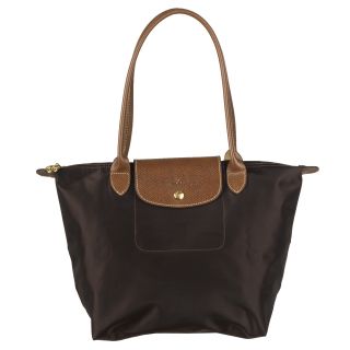 Longchamp Small Le Pliage Brown Nylon/Leather Travel Bag