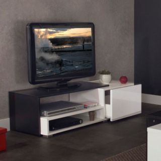 LOGO Banc TV 120cm noir et blanc   Achat / Vente MEUBLE TV   HI FI