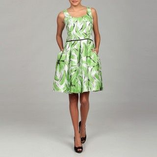 Ceces New York Womens Celery Green Floral Dress FINAL SALE