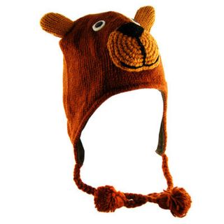 H2W Kids Brown Bear Knit Hat
