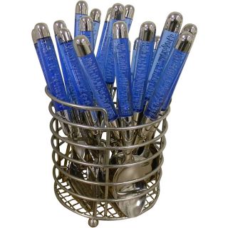 DonnieAnn Blue Handle 24 piece Flatware Set with Wire Basket Today $