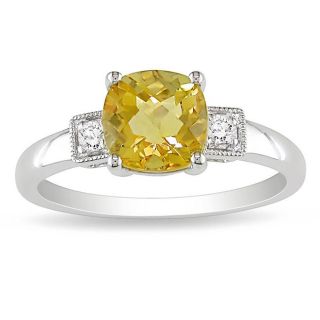 10k White Gold Citrine and Diamond Fashion Ring