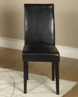Leather Parsons Dining Chair 2 Chairs Color   Black