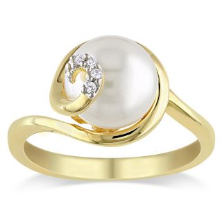 Miadora Gold Over Silver Freshwater Pearl and Diamond Accent Ring MSRP