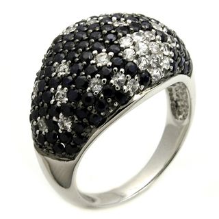 Beverly Hills Charm Silver Black Sapphire and 1/3ct TDW Diamond Dome