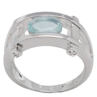 De Buman Sterling Silver Aquamarine and White Topaz Ring