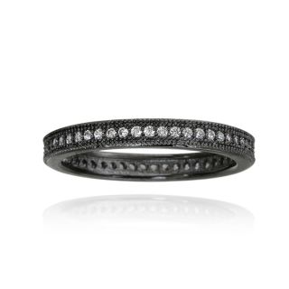 Icz Stonez Black Rhodium plated Stackable Cubic Zirconia Eternity Ring