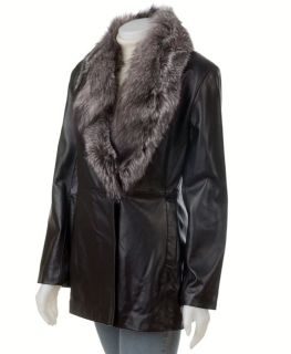 Marvin Richards Black Fur Trim Leather Coat