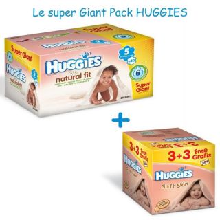 HUGGIES Natural Fit Super Giant Box T5+ Soft Skin   Achat / Vente