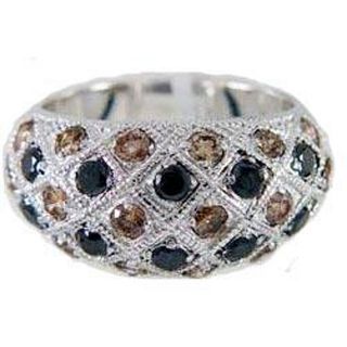 Sterling Silver 2ct TDW Champagne and Black Diamond Ring (Size 7