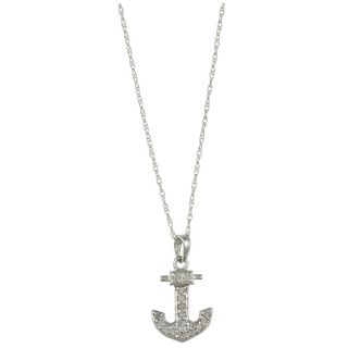 10k White Gold 1/10ct TDW Diamond Anchor Necklace (G H, I1 I2) Today