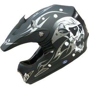ATV Motocross Adult DOT Helmet 181 skull Flat Black Size