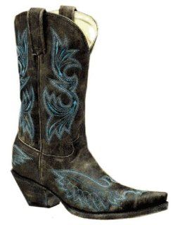  Corral Womens Distressed Black Eagle Stitched Boot   R1963 Shoes