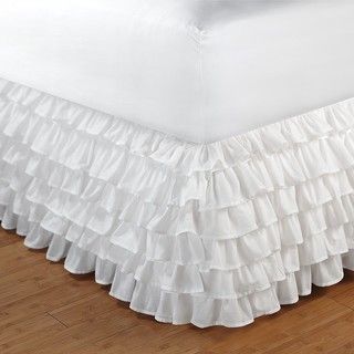 White Queen size Multi ruffle 15 inch Drop Bedskirt