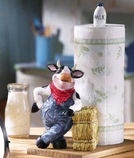 Farmer Cow In Overalls Paper Towel Holder By Collections