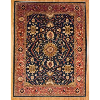 Afghani Hand knotted Navy/ Red Oushak Wool Rug (810 x 117
