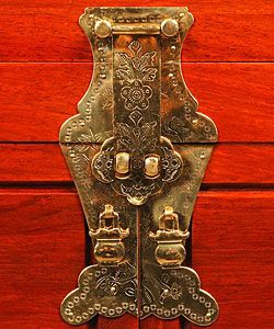Handmade Vintage Style Golden Brass & Wood Jewelry Box
