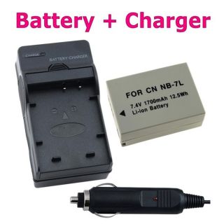 Battery and Compact Charger Set for Canon NB 7L/ G10/ G11 Today $10