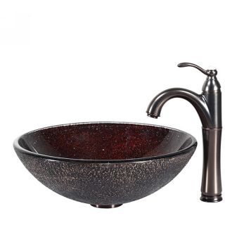 Kraus Callisto Glass Vessel Sink and Riviera Faucet Oil Rubbed Bronze