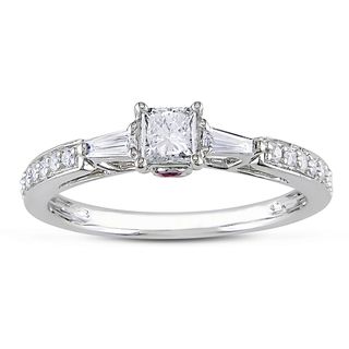 Miadora 10k White Gold 1/2ct TDW Diamond Engagement Ring (H I, I2 I3