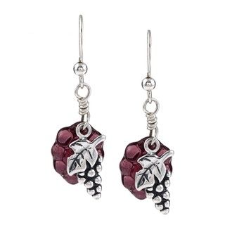 Silvermoon Sterling Silver Vine and Glass Grape Earrings
