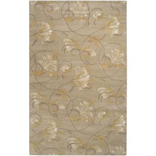 Hand tufted Solid Beige Casual Groovy Wool Rug (5 x 8)