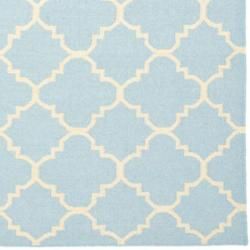 Moroccan Light Blue/ Ivory Dhurrie Wool Rug (6 x 9)