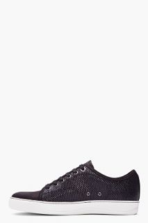 Lanvin Black Pebbled Patent And Suede Tennis Shoes for men