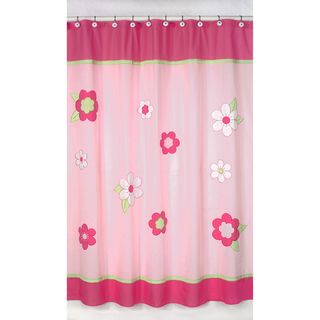 Pink and Green Flower Kids Shower Curtain